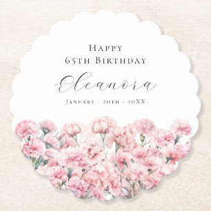 65. Geburtstag Rosa Nelke Januar Geburtsblume Untersetzer