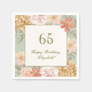 65. Geburtstag Serviette Herbstfarben Floral Sage