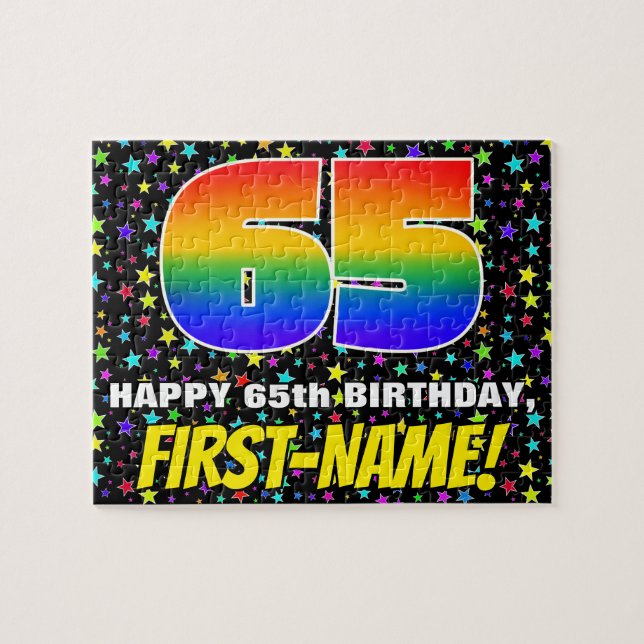65. Geburtstag — Spaß, farbenfrohe Sternenweltenmu Puzzle (Horizontal)