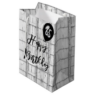 65. Geburtstag Symmetrisches Rustikales Holzmuster Mittlere Geschenktüte