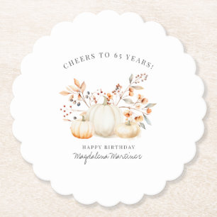 65. Geburtstag White Pumpkin Herbstlaubs Custom Untersetzer