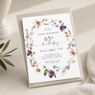 65. Geburtstag Wildblumen Feminine Floral Einladung