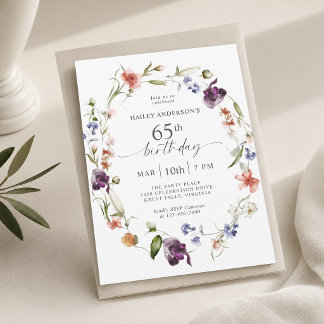 65. Geburtstag Wildblumen Feminine Floral Einladung