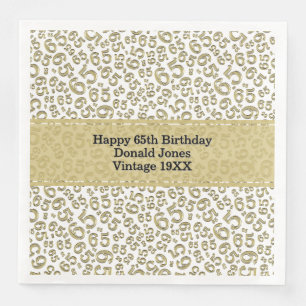65. Geburtstag Zahlenmuster Gold/Weiß Serviette