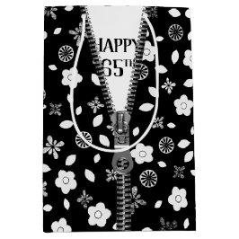 65. Geburtstag Zipper auf Blume Mittlere Geschenktüte