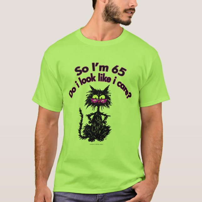 65. Geburtstags-Katzen-Geschenke T-Shirt (Vorderseite)