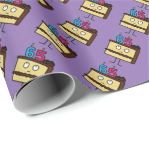 65. Geburtstags-Kuchen mit Kerzen Geschenkpapier