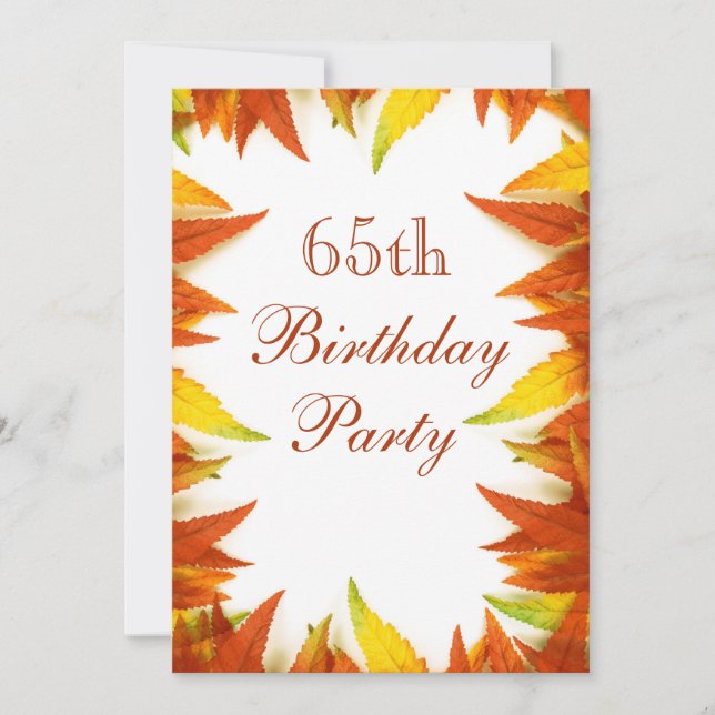 65. Geburtstags-Party-Herbst/Herbstlaub Einladung (Vorderseite)