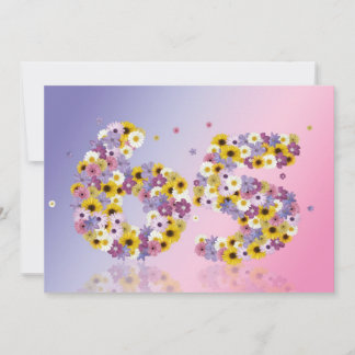 65. Geburtstags-Party, mit geblühten Buchstaben Einladung