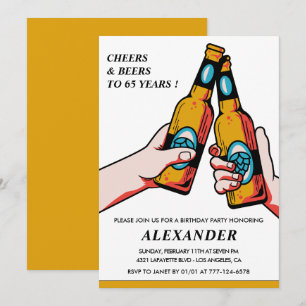 65. Geburtstagseinladungen Cheers Beers Men Vintag Einladung