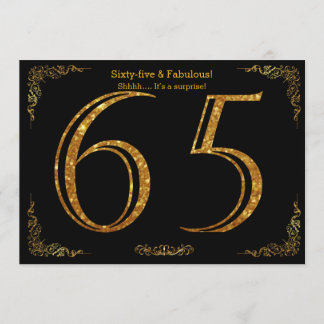 65. Geburtstagsfeier,Gatsby-Styl,schwarzer Glitzer Einladung