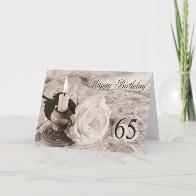 65. Geburtstagskarte mit antiker Rose Karte (Vorderseite)