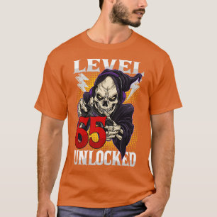 65. Geburtstagskelett des Gamers Level 65 Entsperr T-Shirt