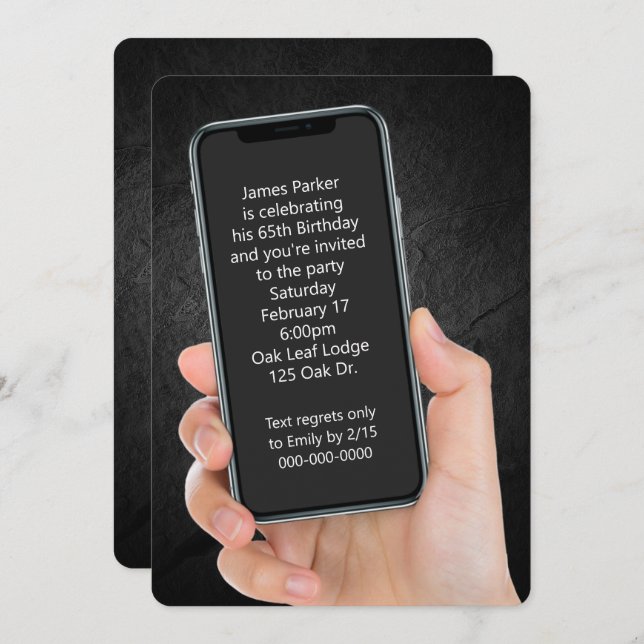 65. Geburtstagspartei - Textnachricht Einladung (Vorne/Hinten)
