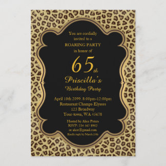 65. Geburtstagsparty 65., Cheetah, Black & Gold Einladung