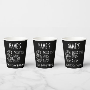 65. Geburtstagsparty: Art-Déco-Stil + Individuelle Pappbecher