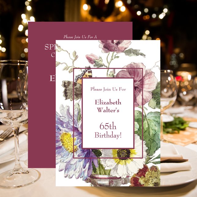65. Geburtstagsparty Einladung (65th Birthday Party Floral Invitation)