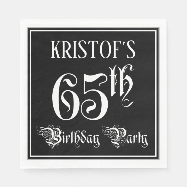 65. Geburtstagsparty - Extravagantes Script + Indi Serviette (Vorderseite)