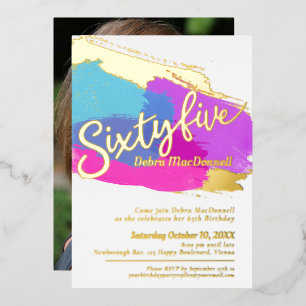 65. Geburtstagsparty Gold Foto abstrakte Kunst Folieneinladung