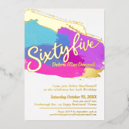 65. Geburtstagsparty Gold Foto abstrakte Kunst Folieneinladung