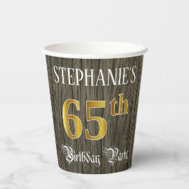65. Geburtstagsparty - Imitate Gold & Imitate Wood Pappbecher