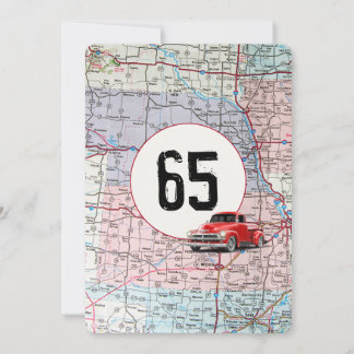 65. Geburtstagsparty Red Retro Truck Einladung