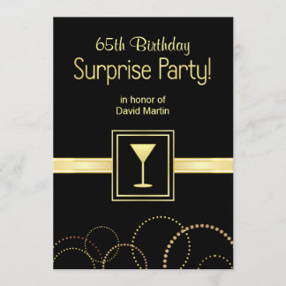 65. Geburtstagsüberraschung - Schwarze Party Einla Einladung