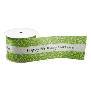 65. Happy Geburtstag 65 Zahlenmuster Grün/Weiß Satinband