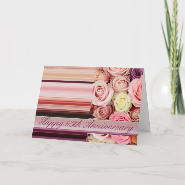 65. Hochzeitskarte - Pastellstreifen für Rose Karte (Vorderseite)
