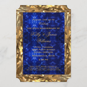 65. Hochzeitstag Gold Blue Sapphire Chic Einladung