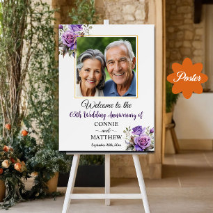 65. Hochzeitstag Gold Frame Lila Rose Poster