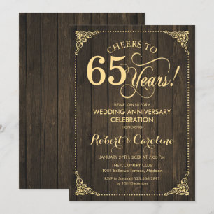 65. Hochzeitstag - Gold Wood Einladung