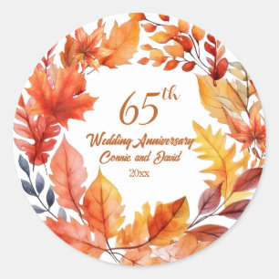 65. Hochzeitstag Herbst Runder Aufkleber