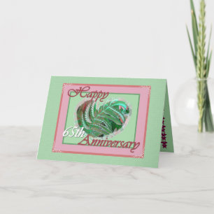 65. Hochzeitstag mit farn-gefülltem Herzen Karte