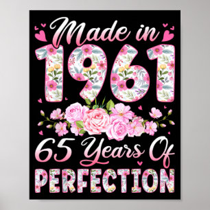 65 Jahre alt, hergestellt 1961 Geburtstags-Blumen Poster