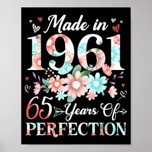 65 Jahre alt, hergestellt in 1961, floral, 65. Geb Poster