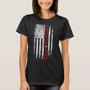 65 Jahre alt Vintag 1958 Amerikanische Flagge 65. T-Shirt