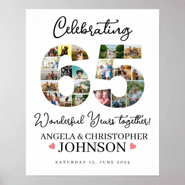 65 Jahre Ehe Jahrestag Foto Collage Poster (Vorne)
