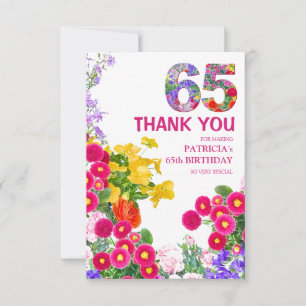 65 Jahre Elegant Garden Floral – 65. Geburtstag Dankeskarte
