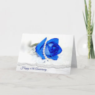 65. Jubiläum Blaue Rose und Perlen Karte