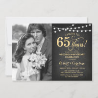 65. Jubiläum mit Foto - Chalkboard und Gold