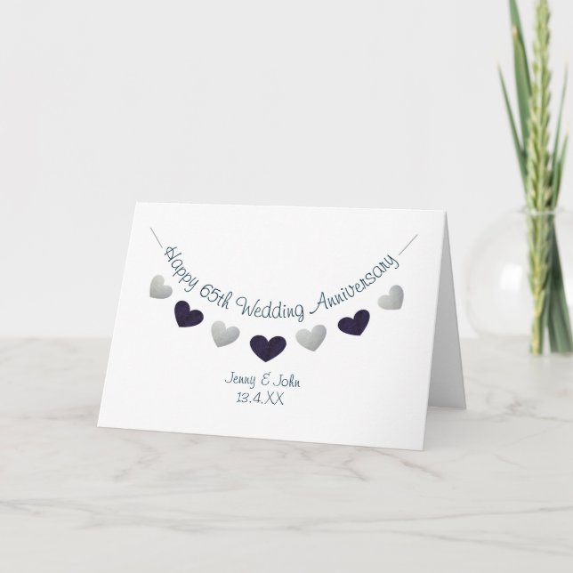 65. saphire Hochzeitstag bunting Design Karte (Vorderseite)