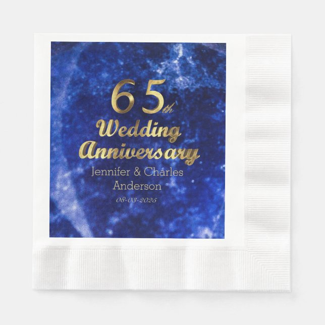 65. Saphire Hochzeitstag Gold Typografie Serviette (Vorderseite)