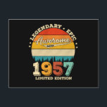 65 Year Old Awesome Since 1957 65th Birthday Gift Postkarte<br><div class="desc">Birthday Design For anyone who's horoscope say difficult & Stubborn But totally worth.Wear it with pride at work,  school gym perfect to pair with shorts,  leggings or jeans for a casual yet trendy Look</div>