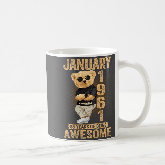 65 Year Old January 1961 Teddy Bear 65th Birthday  Kaffeetasse (Rechts)
