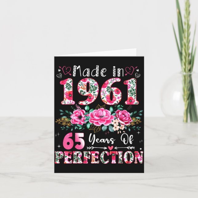 65 Year Old Made In 1961 Floral 65th Birthday Wome Karte (Vorderseite)