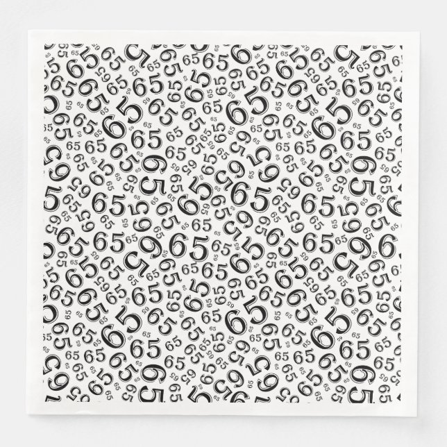 65th Age Random Number Pattern Black/White Serviette (Vorderseite)