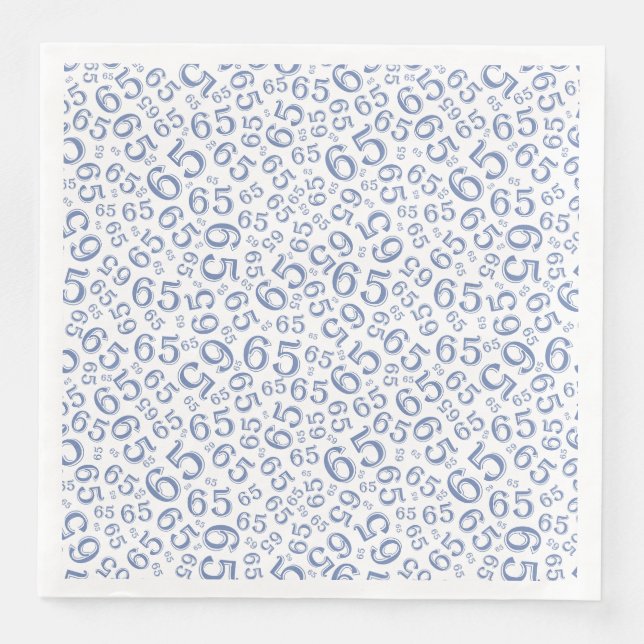65th Age Random Number Pattern Blue/White Serviette (Vorderseite)