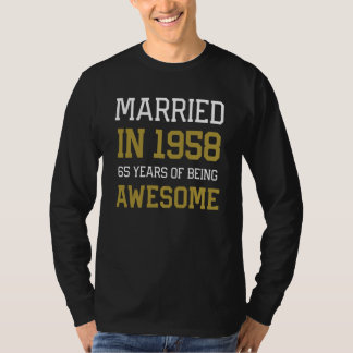 65th Anniversary for Men Married In 1958 Couples H T-Shirt