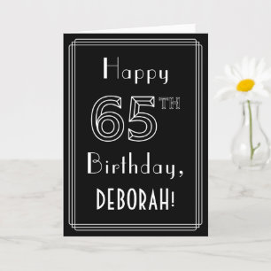 65th Birthday: Art Deco Style # 65 & Custom Name Karte